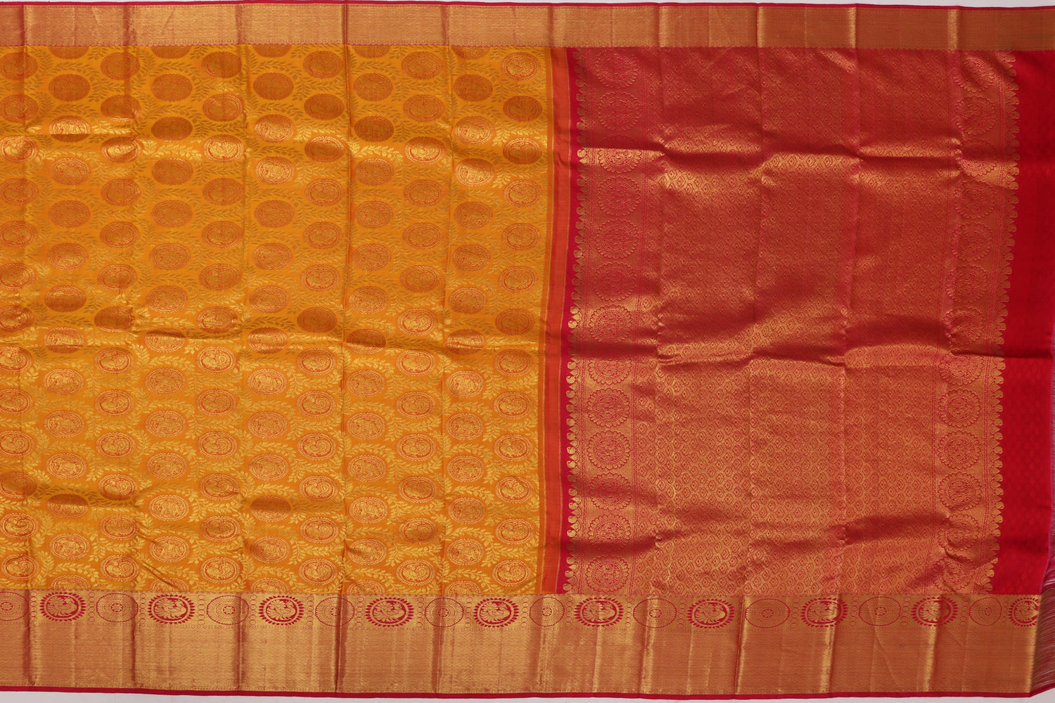 Dharmavaram Silk Brocade Yellow Sale Saree