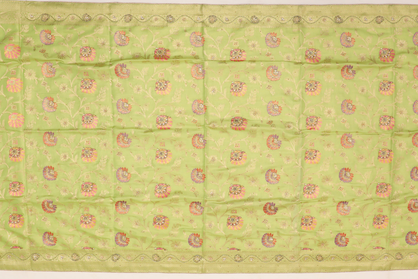 Bangalore Silk Tissue Green Sale Saree