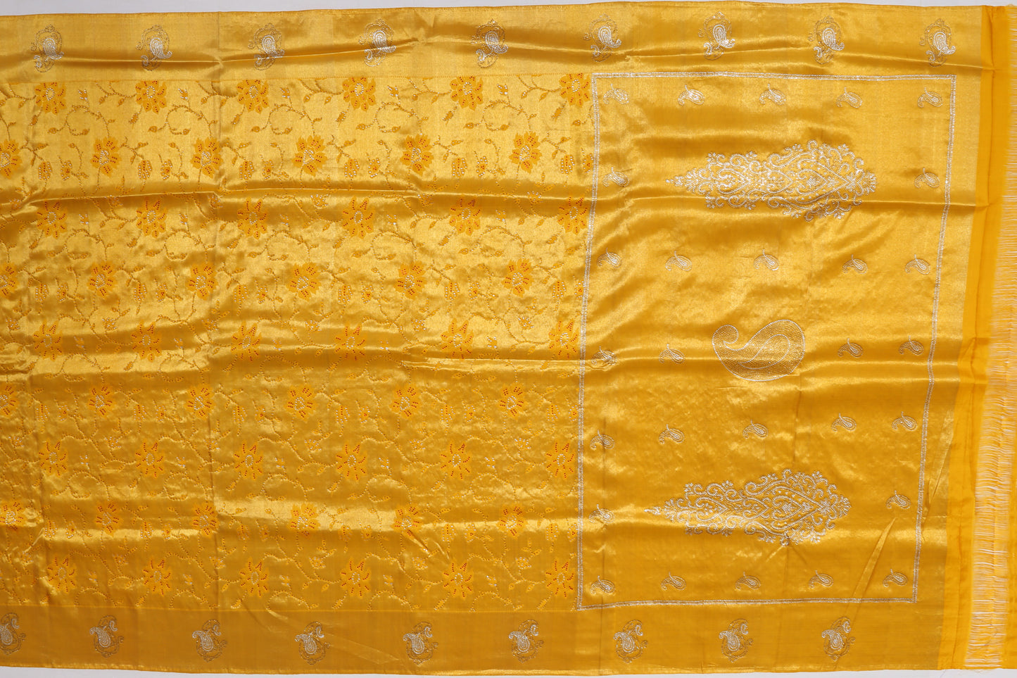 Dharmavaram Silk Brocade Yellow Sale Saree