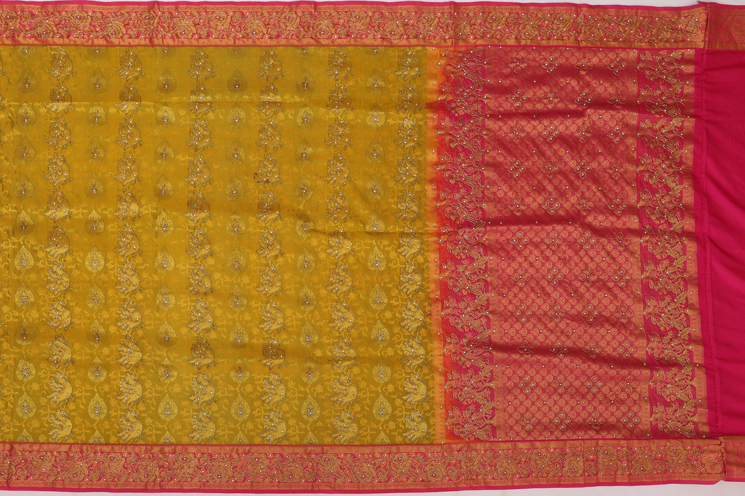 Dharmavaram Silk Brocade Yellow Sale Saree