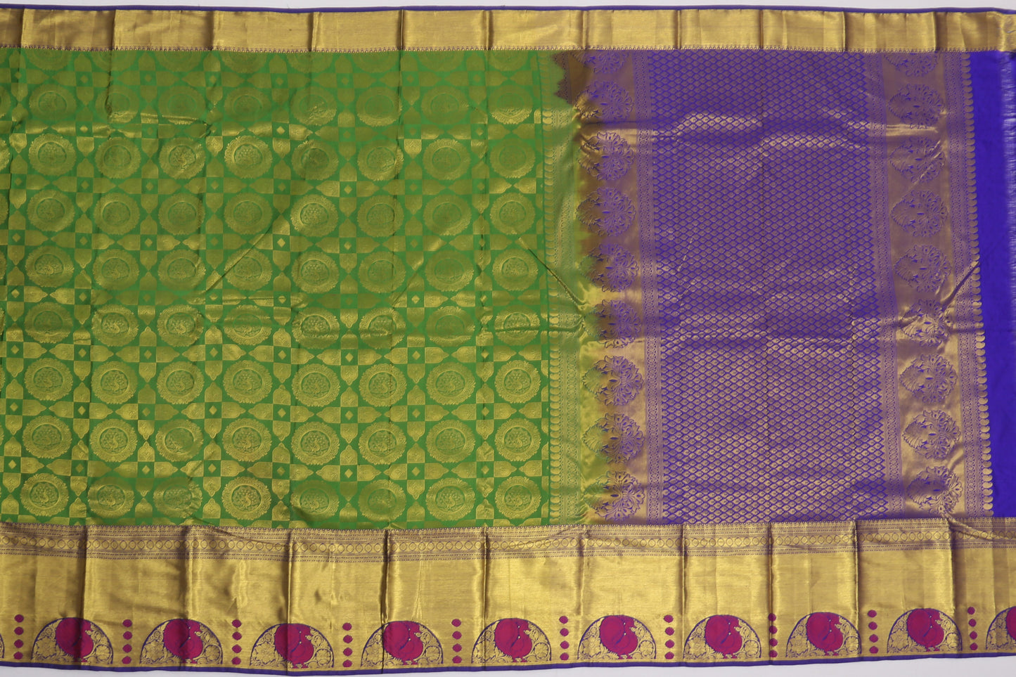 Kanchi Silk Brocade Green Sale Saree