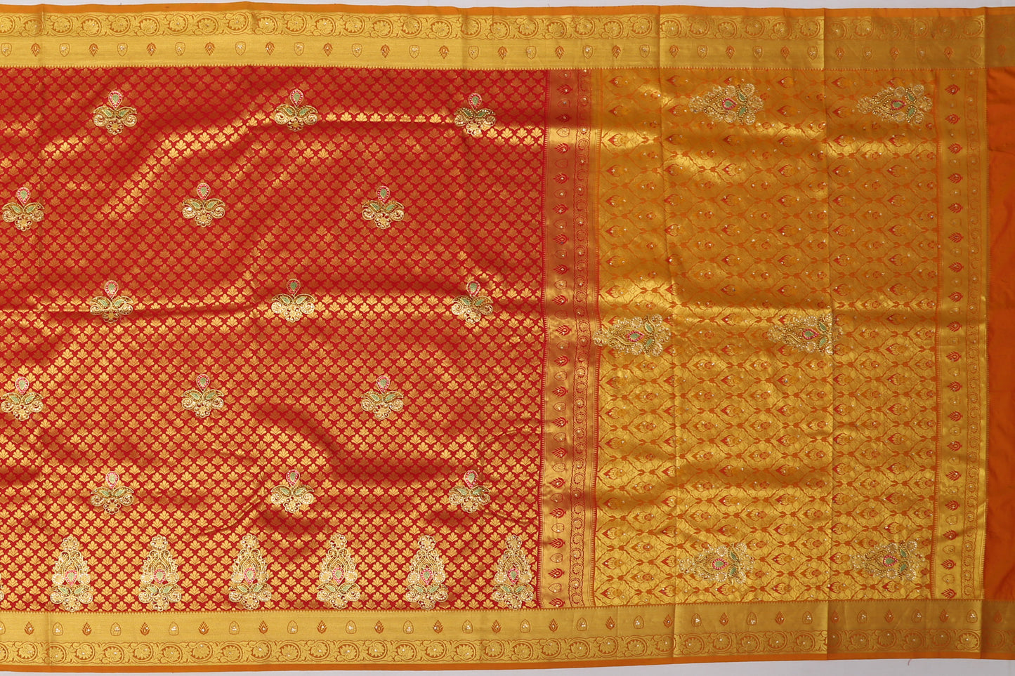 Bangalore Silk Embroidery Red Sale Saree