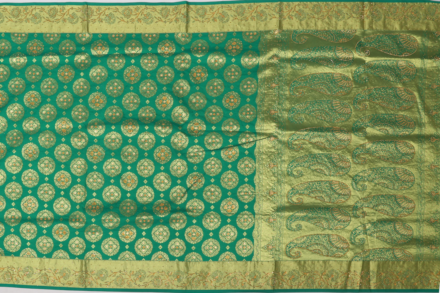 Bangalore Silk Embroidery Green Sale Saree