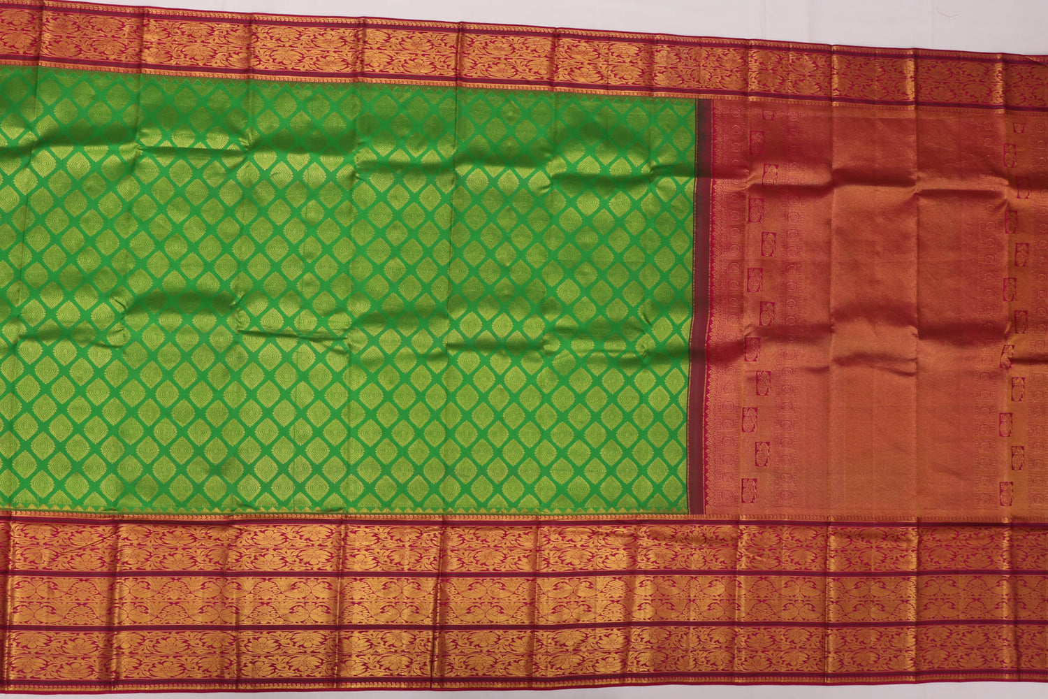 Kanchi Silk Brocade Green Sale Saree