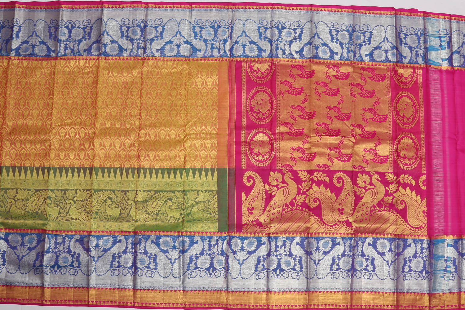 Dharmavaram Silk Brocade Yellow Sale Saree