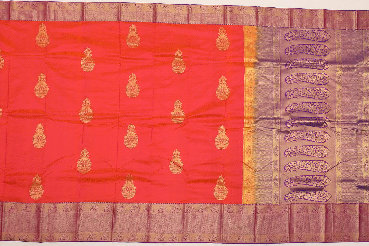 Dharmavaram Silk Butta Orange Sale Saree