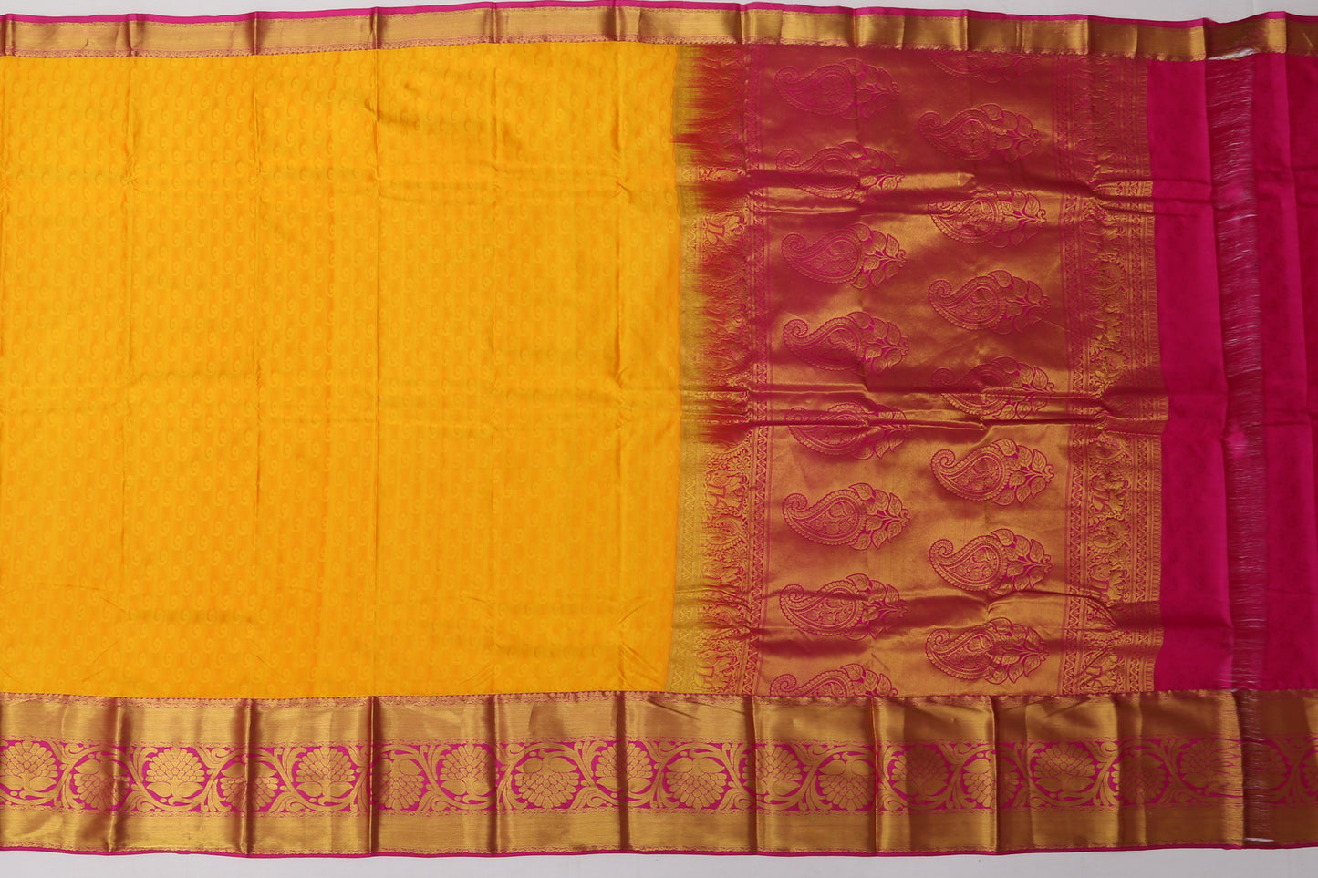 Bangalore Silk Brocade Yellow Sale Saree