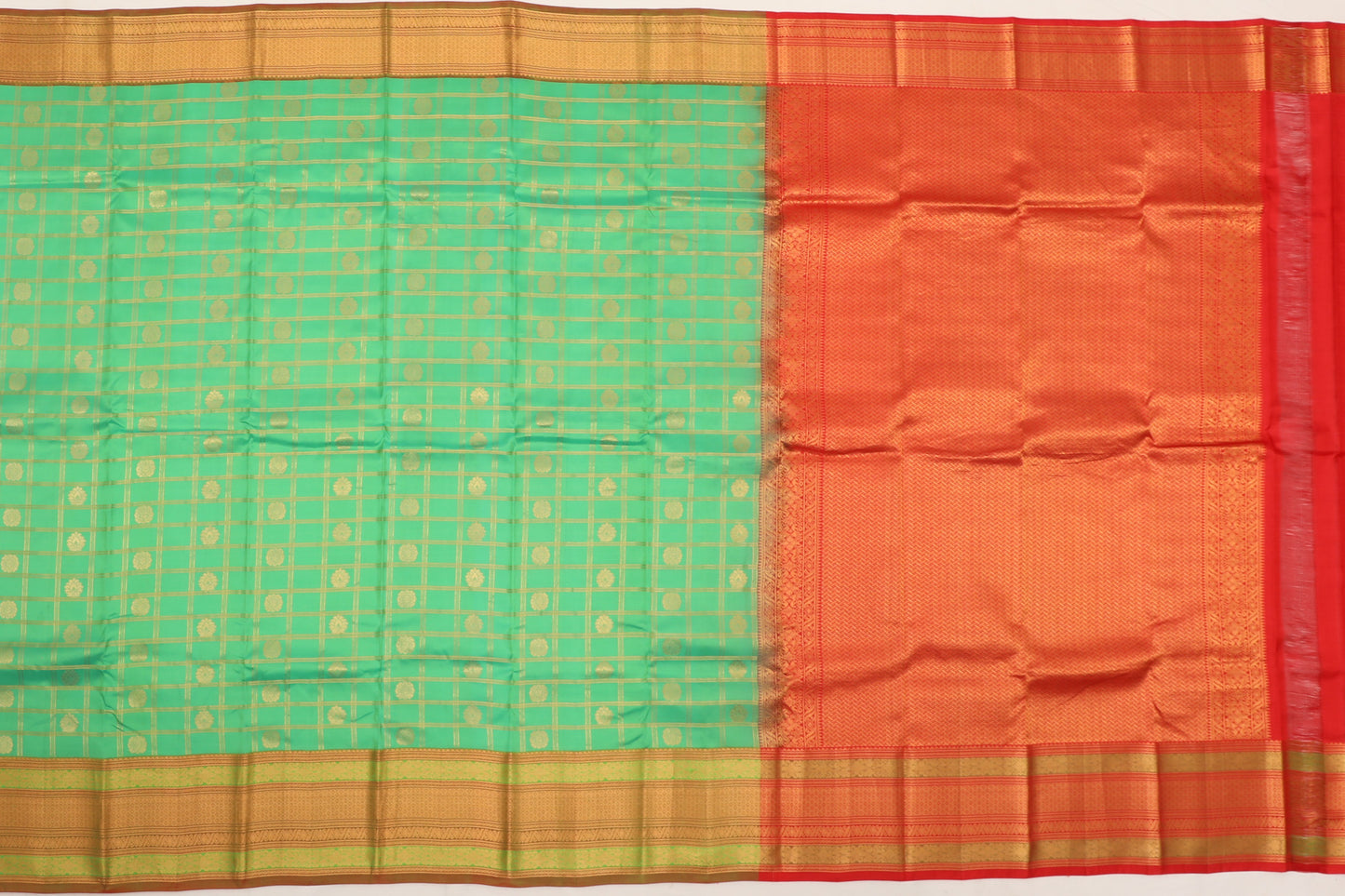 Dharmavaram Silk Checks Green Sale Saree