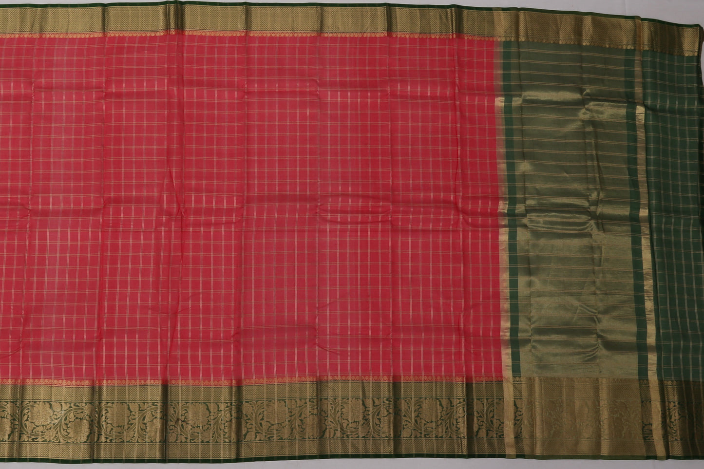 Organza Silk Checks Red Sale Saree