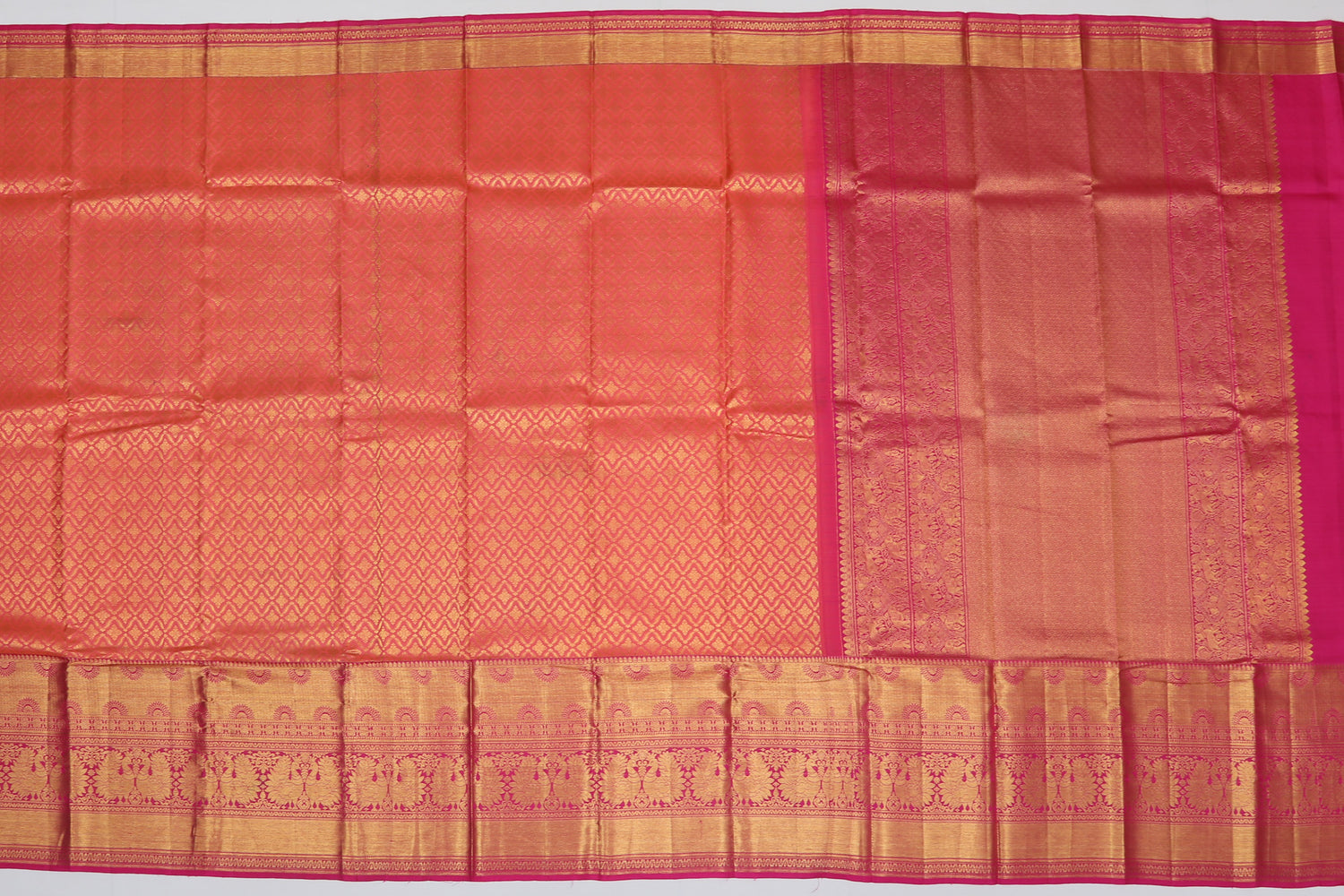 Kanchi Silk Brocade Pink Sale Saree