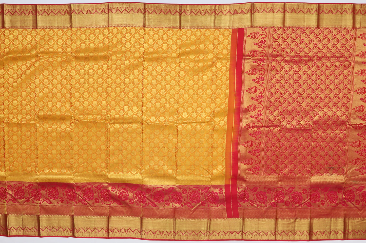 Dharmavaram Silk Brocade Yellow Sale Saree