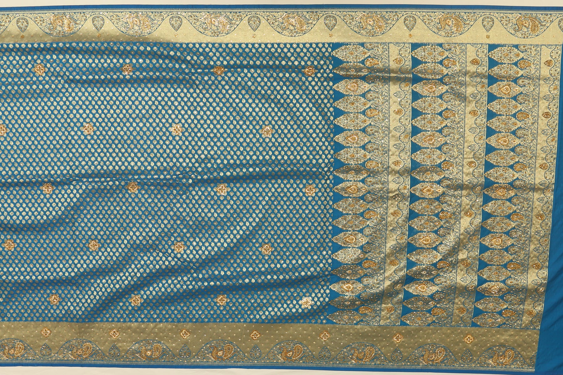 Banarasi Art Silk Embroidery Blue Sale Saree