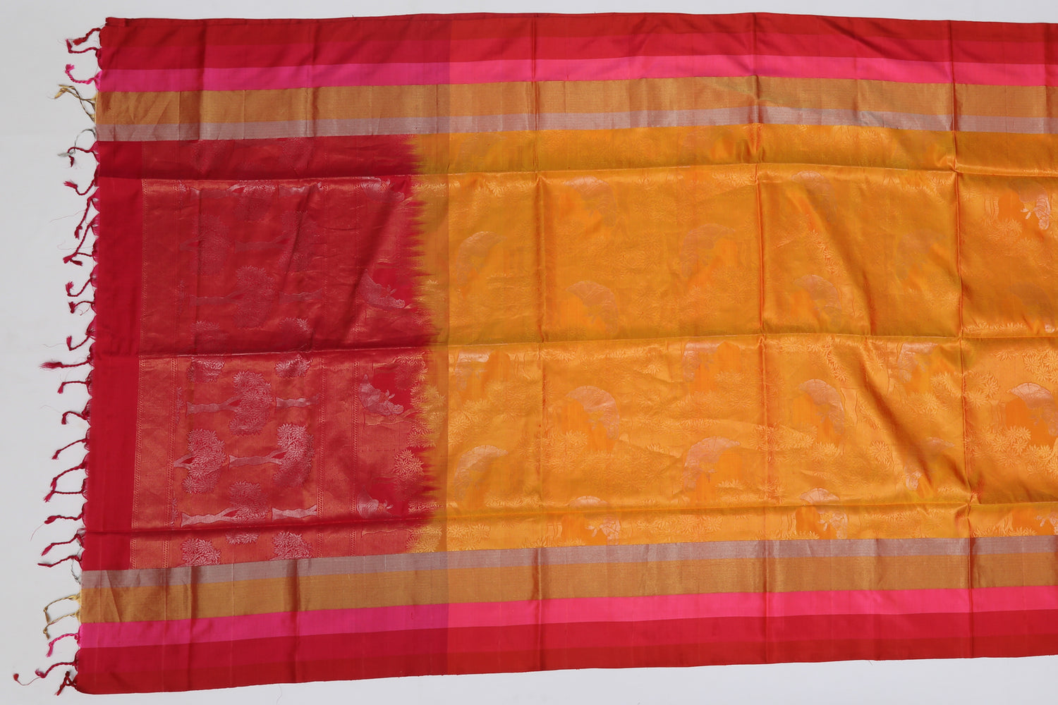 Coimbatore Silk Brocade Yellow Sale Saree