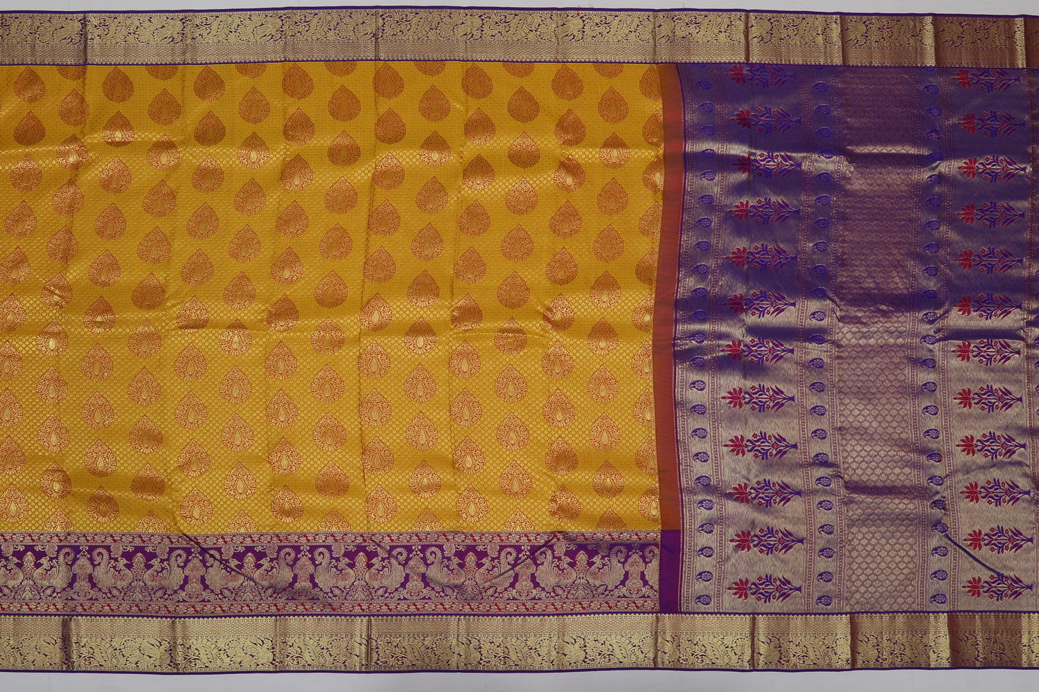 Kanchi Silk Brocade Yellow Sale Saree