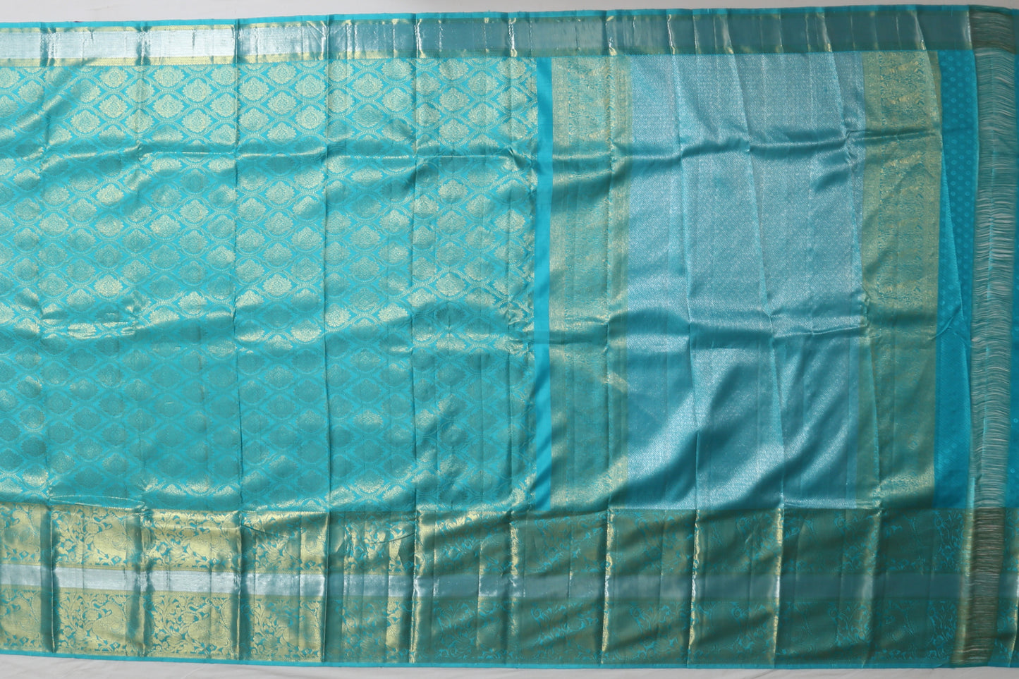 Kanchi Silk Brocade Blue Sale Saree