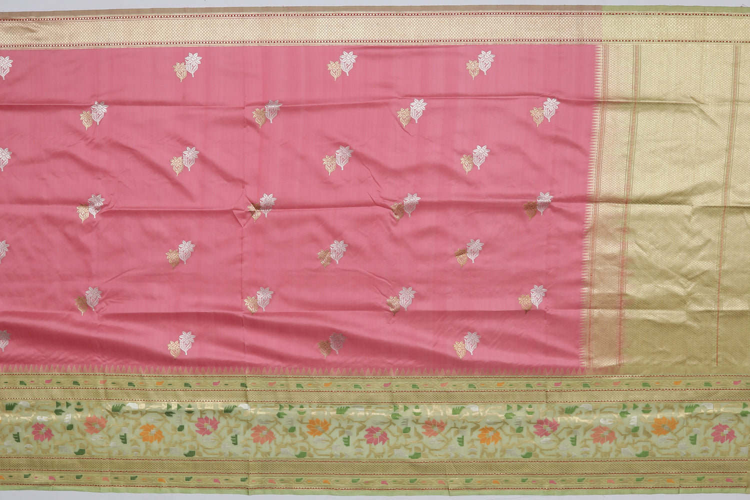 Banarasi Silk Butta Pink Sale Saree