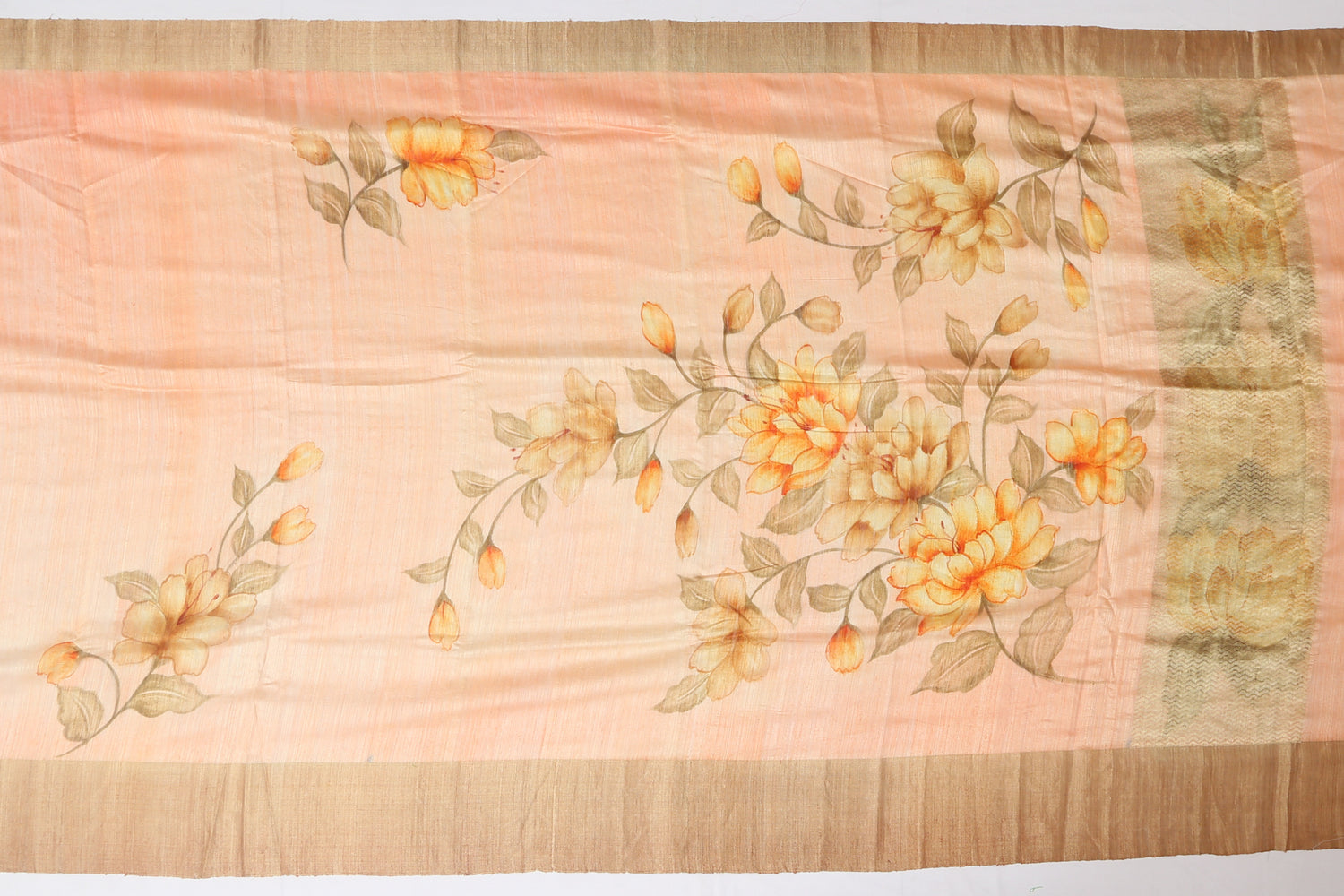 Jute Silk Cotton Printed Peach Sale Saree