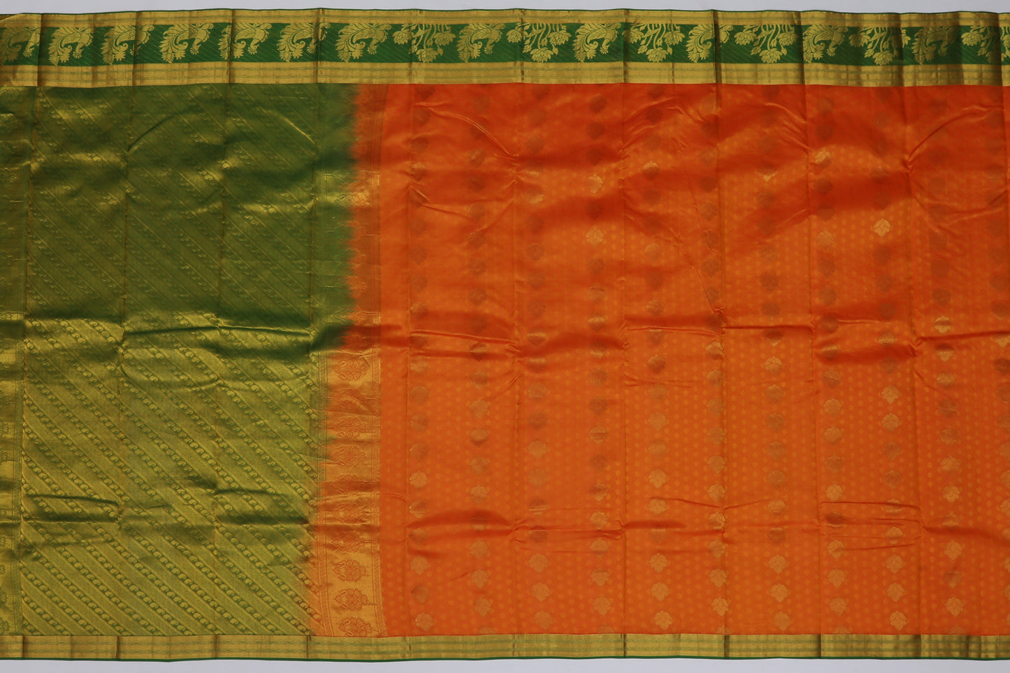 Dharmavaram Silk Butta Orange Sale Saree