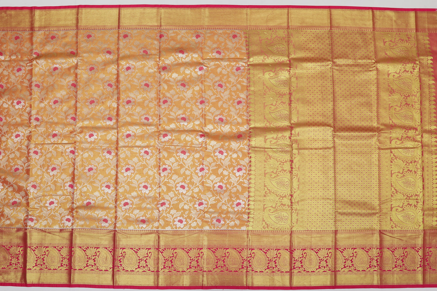 Dharmavaram Silk Jaal Orange Sale Saree