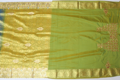 Bangalore Silk Embroidery Blue Sale Saree