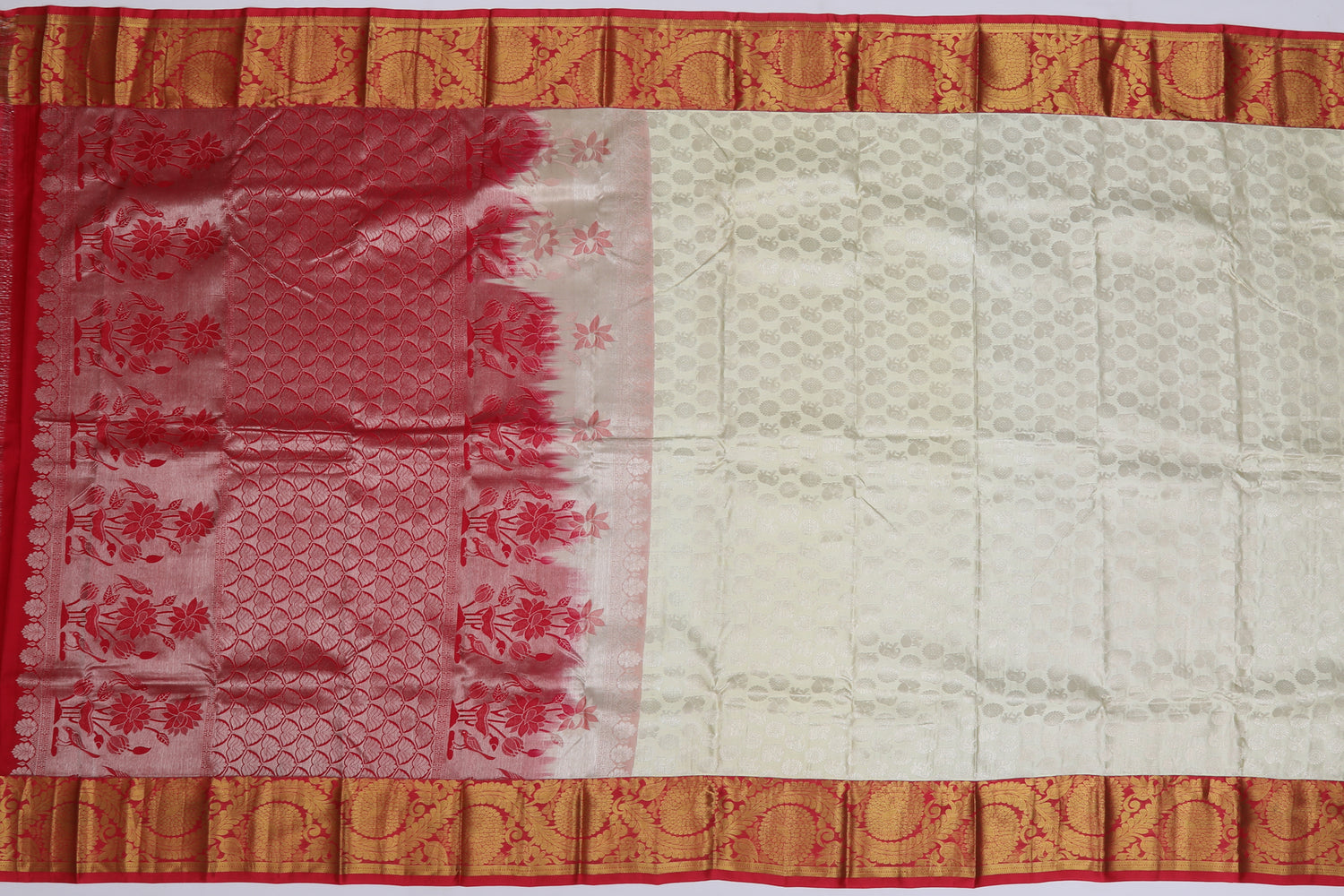 Dharmavaram Silk Butta Cream Sale Saree