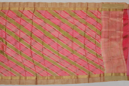 Organza Organza Lines Pink Sale Saree