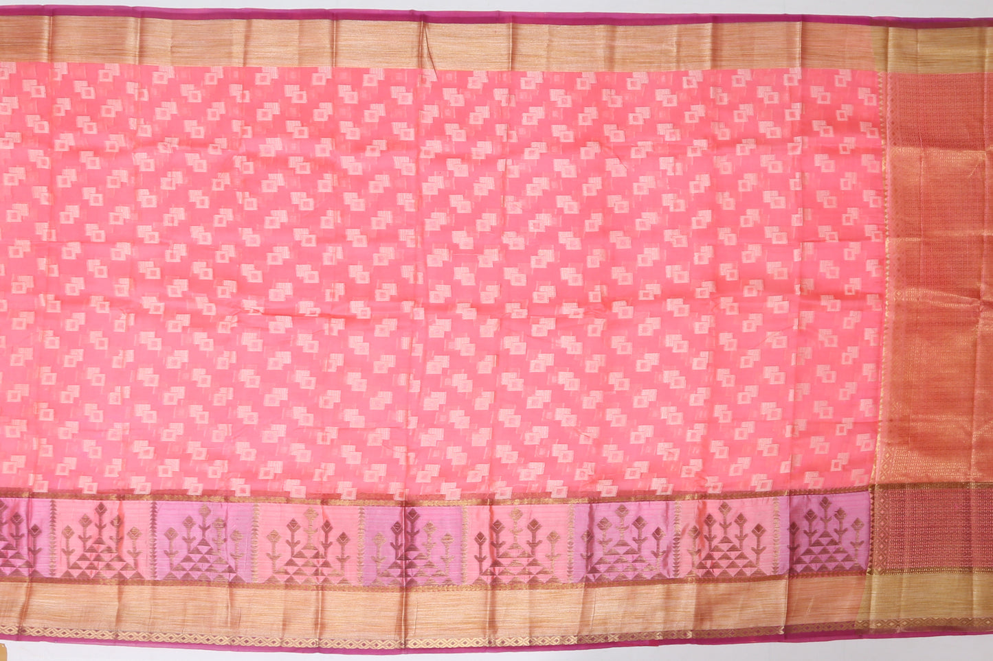 Organza Organza Jaal Pink Sale Saree