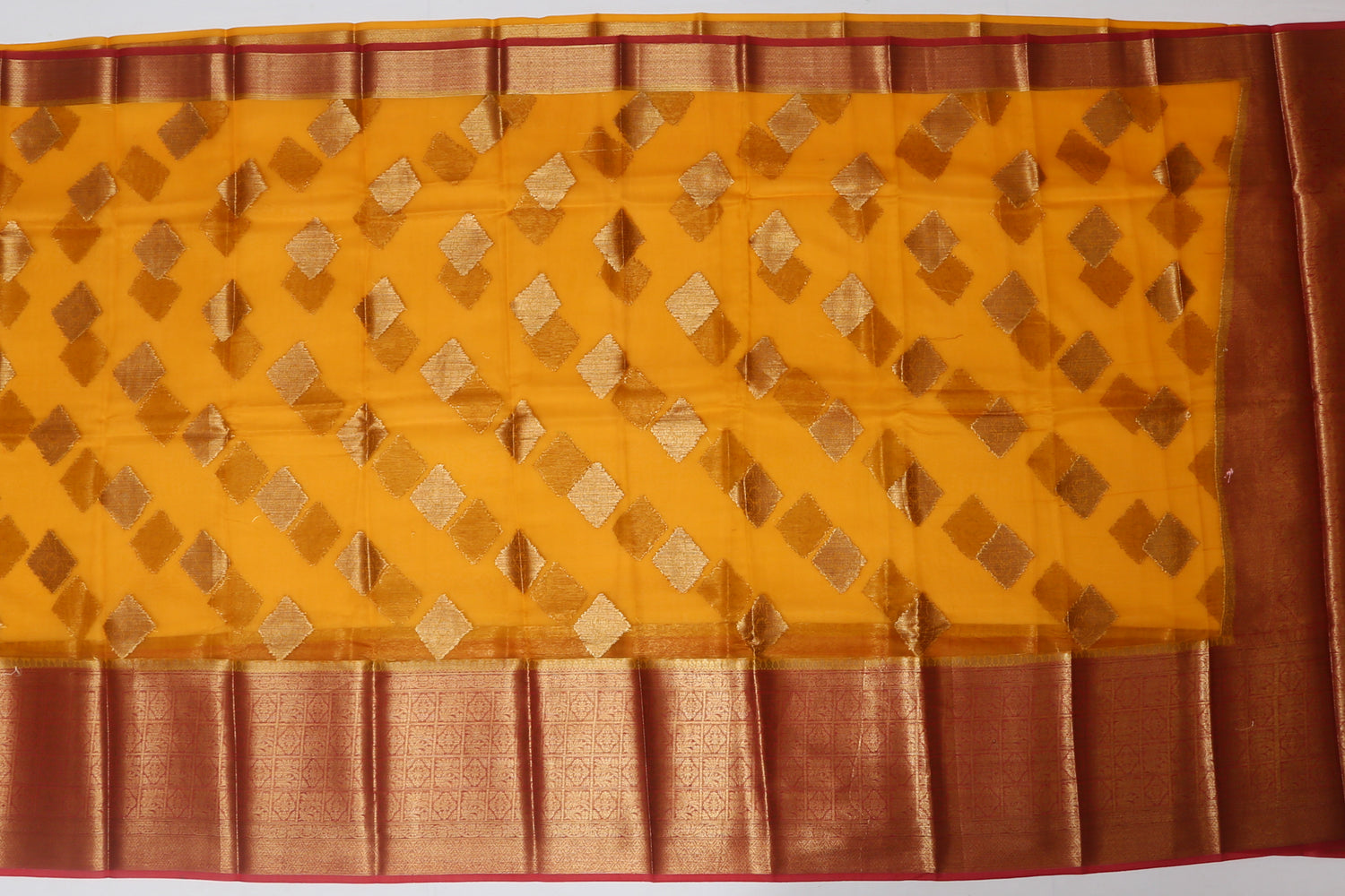 Organza Organza Butta Yellow Sale Saree