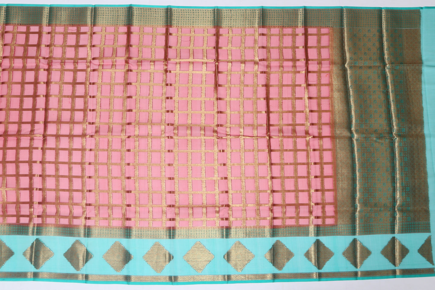 Organza Organza Checks Pink Sale Saree