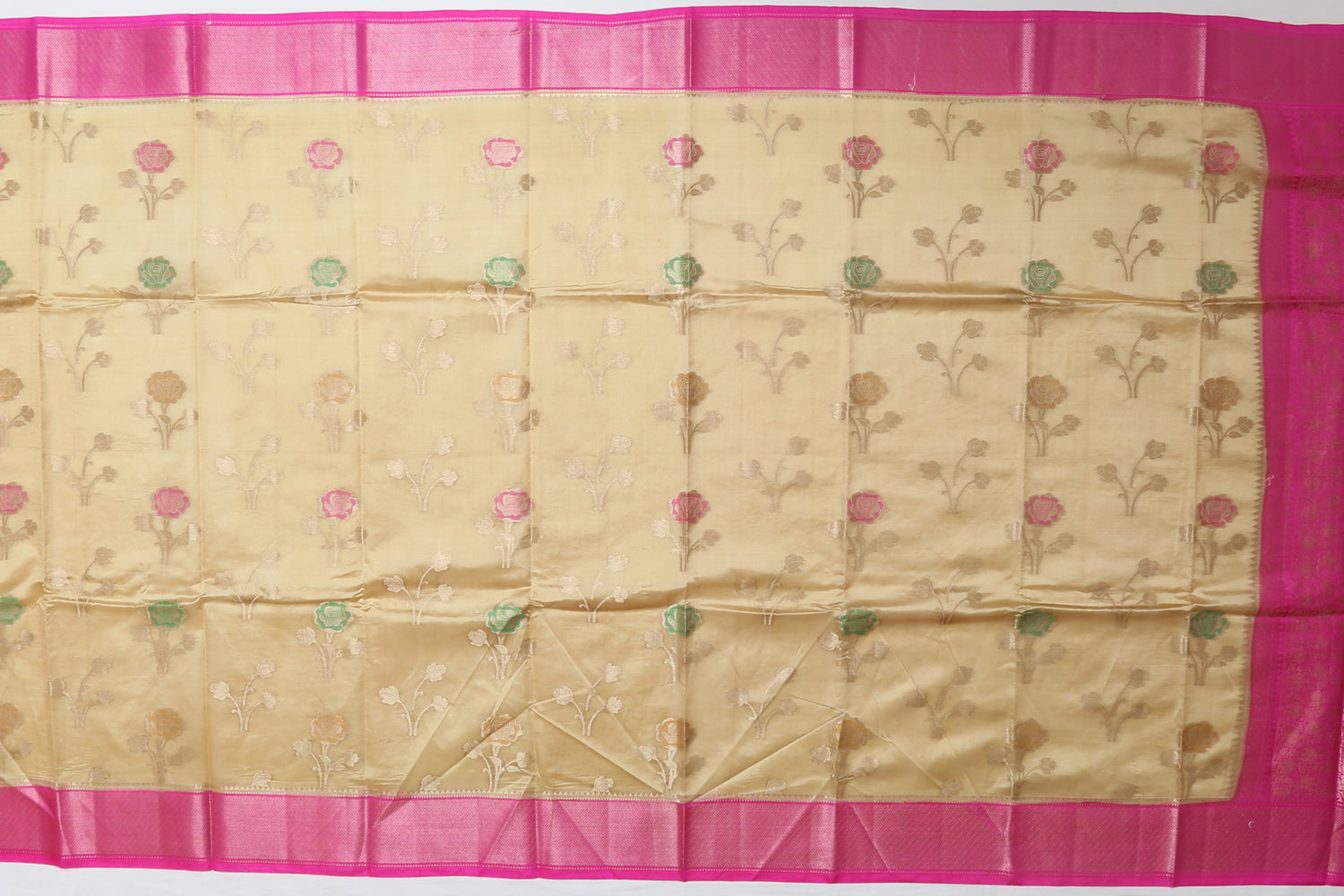 Chiniya Silk Butta Cream Sale Saree