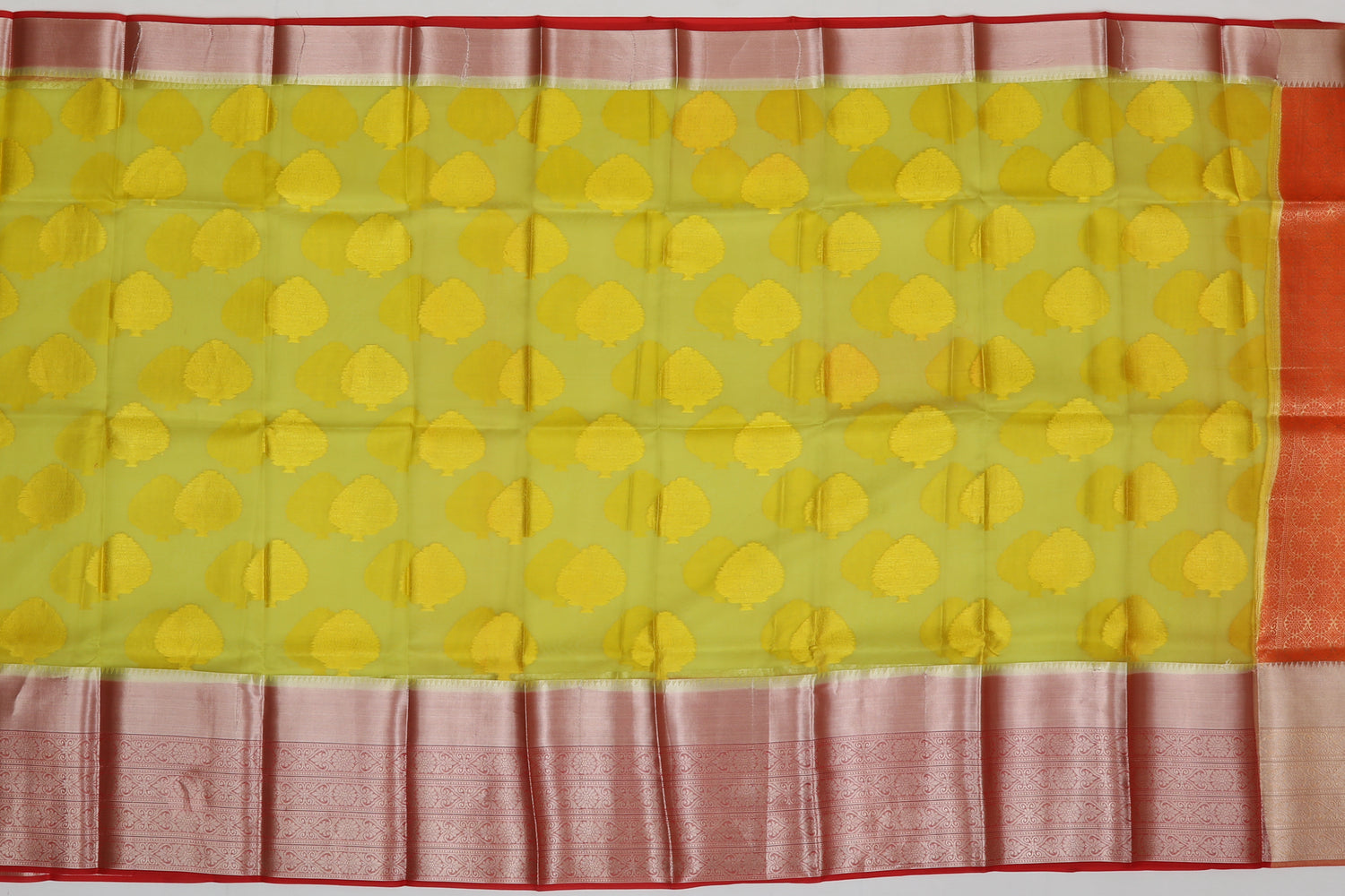 Organza Organza Butta Yellow Sale Saree