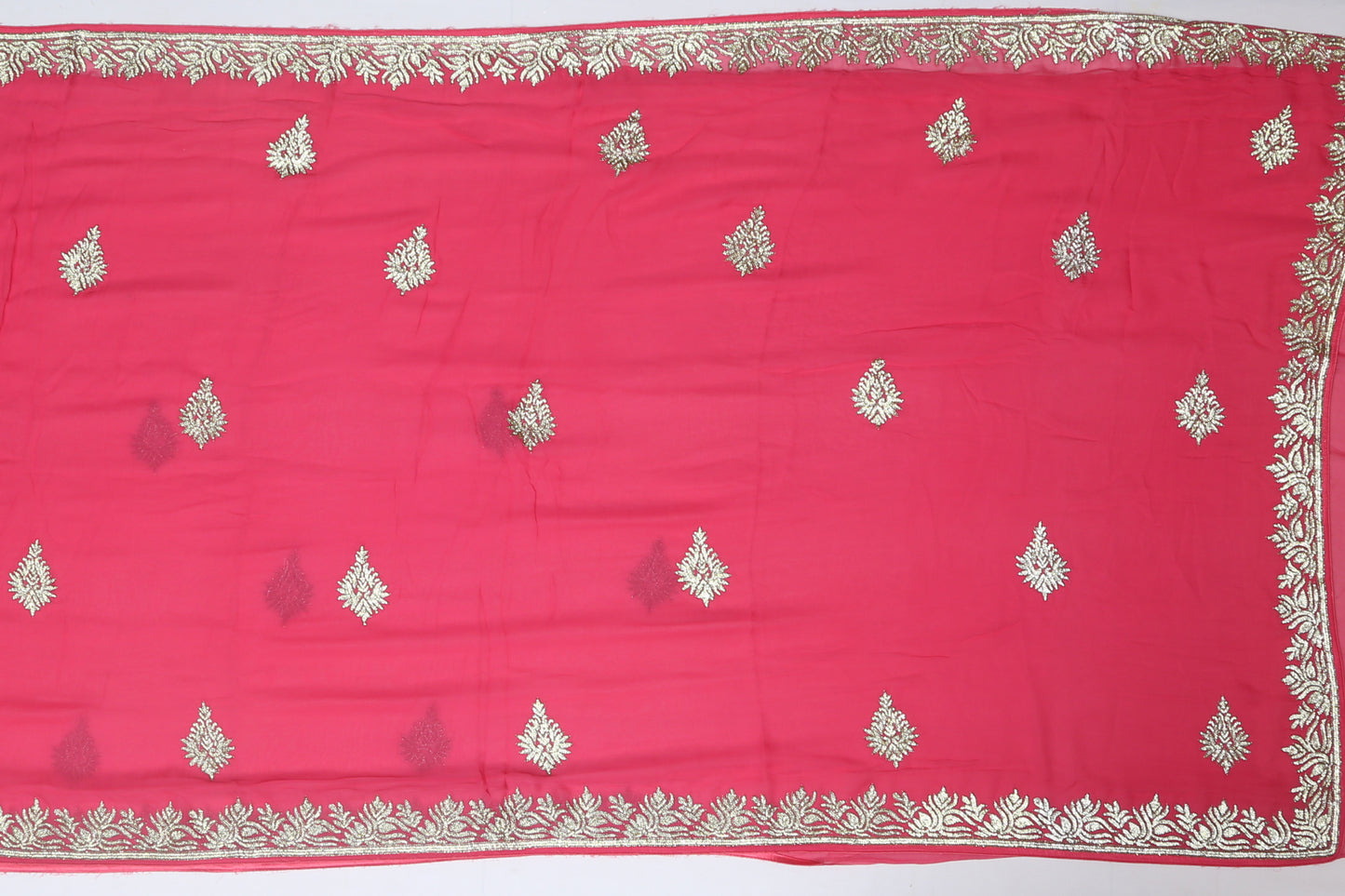 Georgette Embroidery Pink Sale Saree