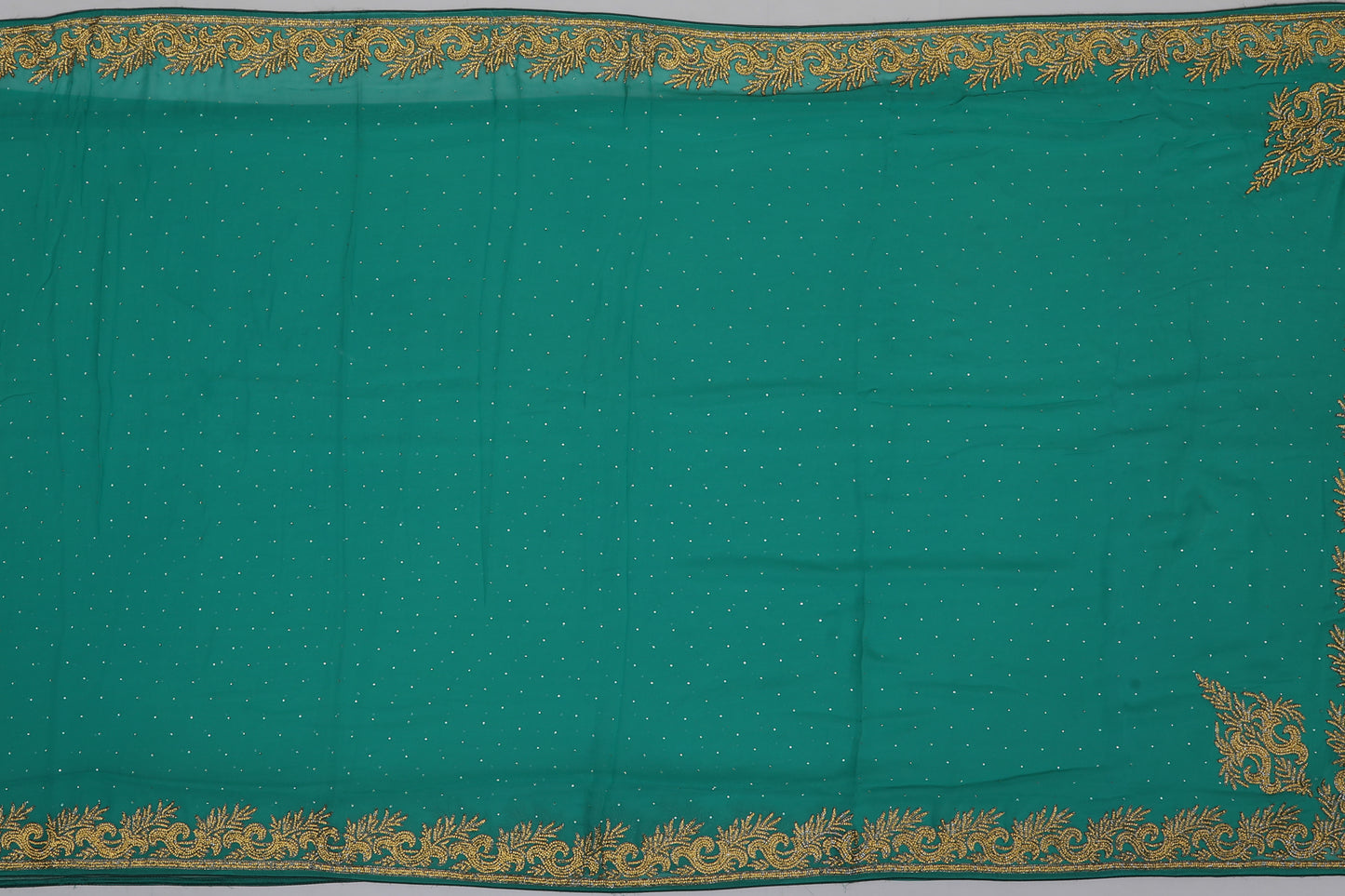 Georgette Embroidery Green Sale Saree