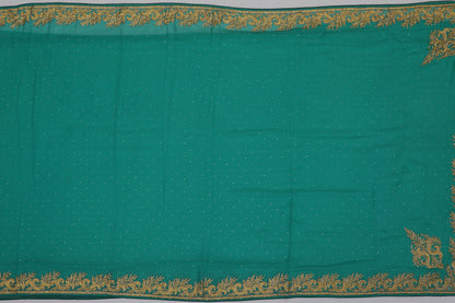 Georgette Embroidery Green Sale Saree