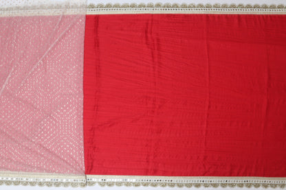 Net Net Half-n-Half Red Sale Saree