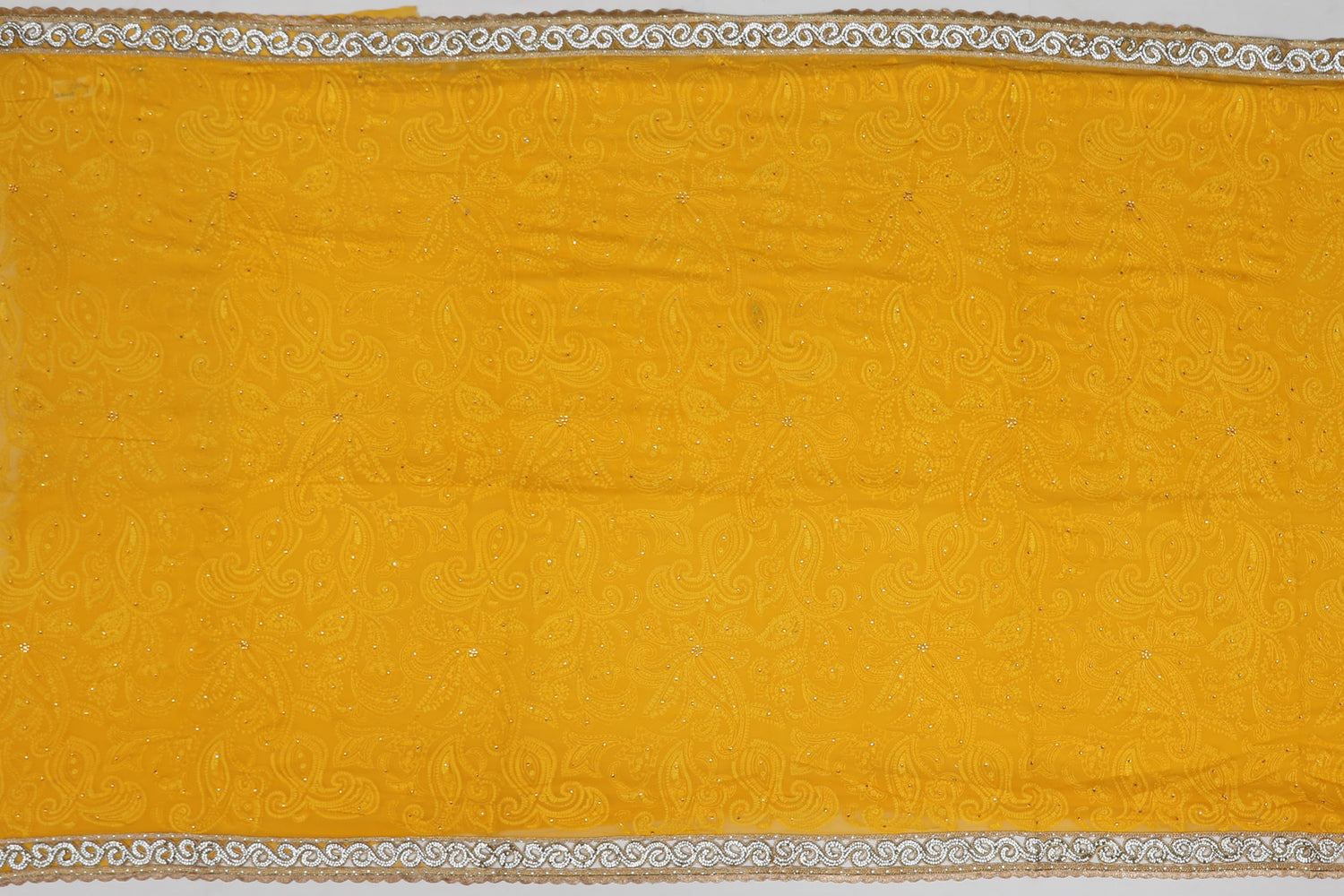 Georgette Embroidery Yellow Sale Saree