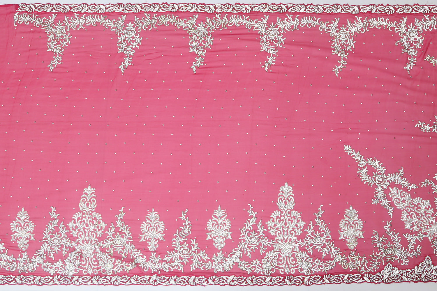 Pure Georgette Hand Embroidery Pink Sale Saree