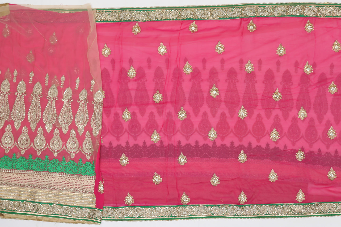 Gadwal Half-n-Half Pink Sale Saree