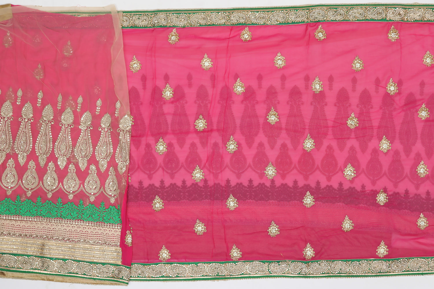 Gadwal Half-n-Half Pink Sale Saree