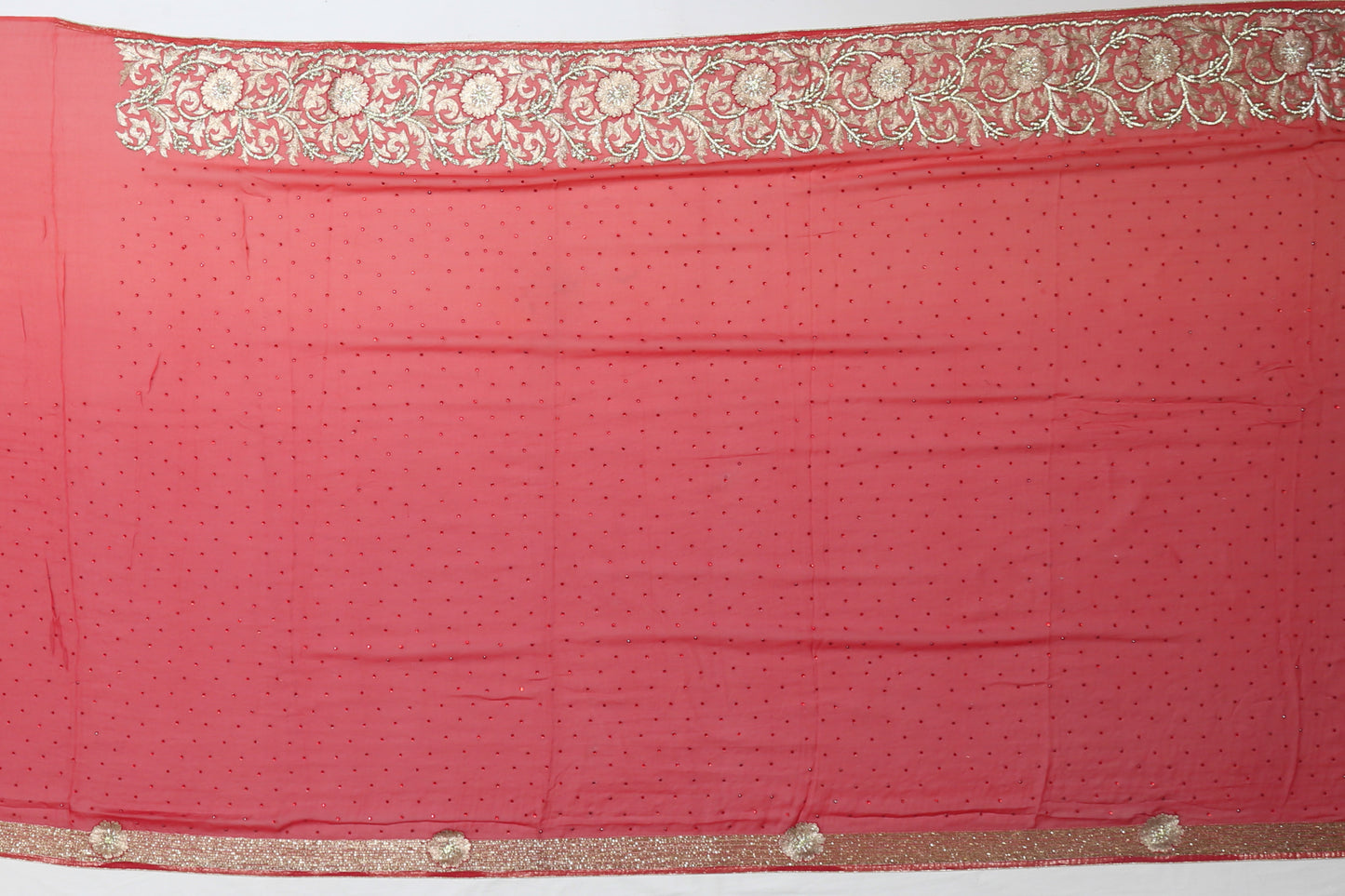 Georgette Embroidery Red Sale Saree