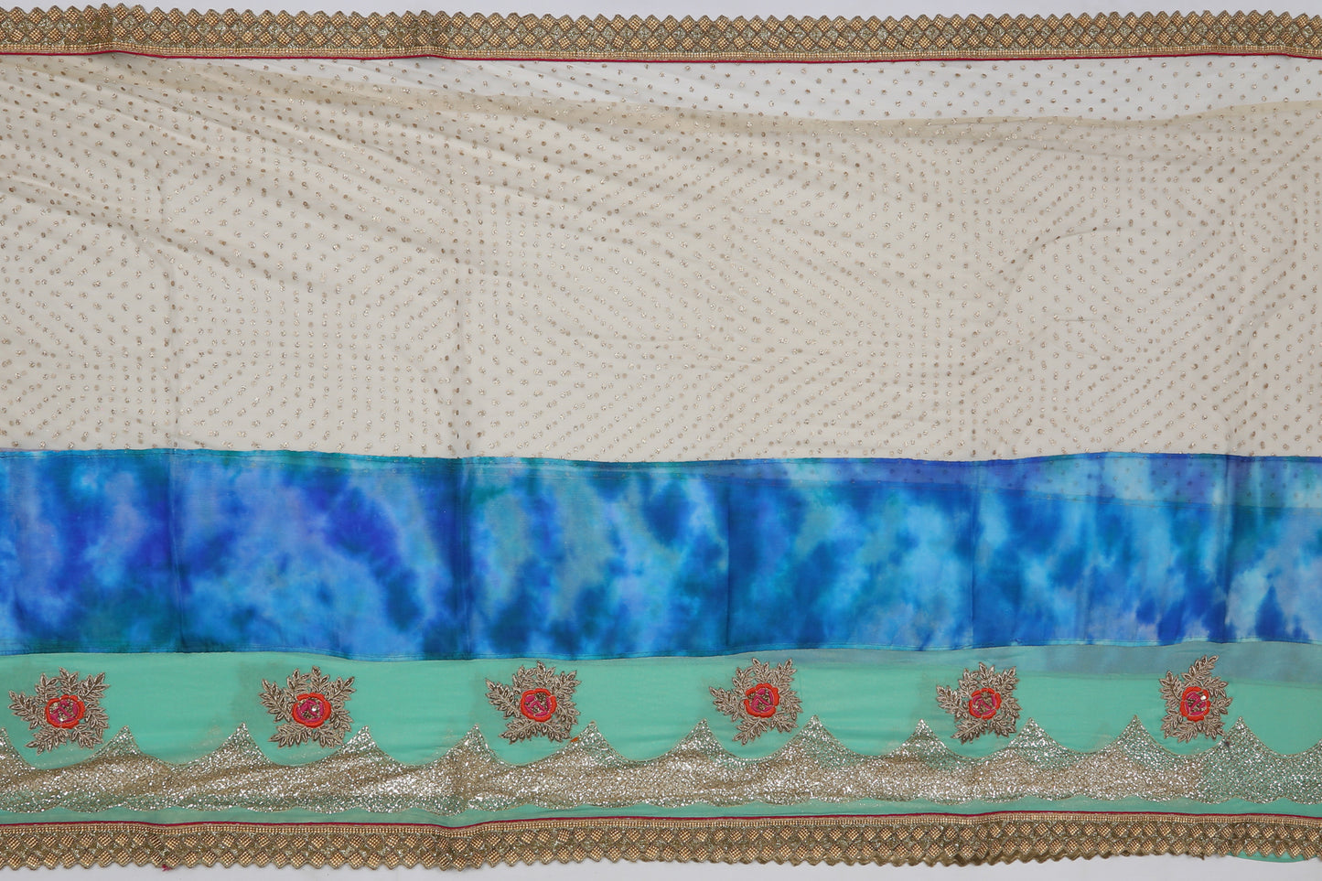 Net Half-n-Half Cream Sale Saree