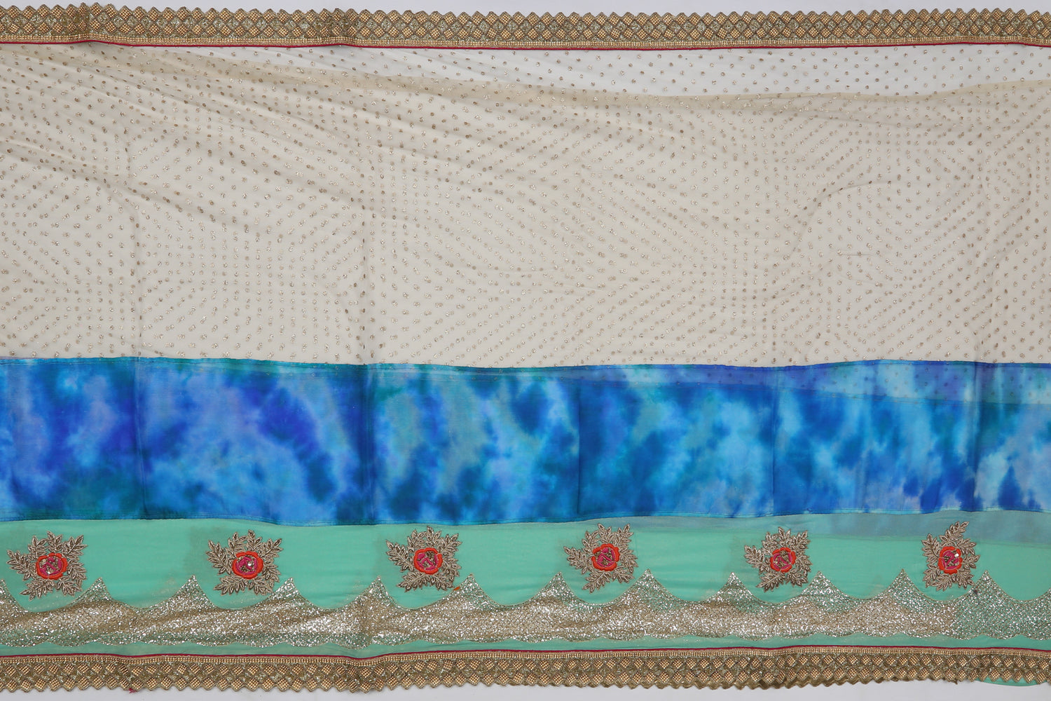 Net Half-n-Half Cream Sale Saree