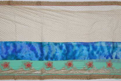 Net Half-n-Half Cream Sale Saree