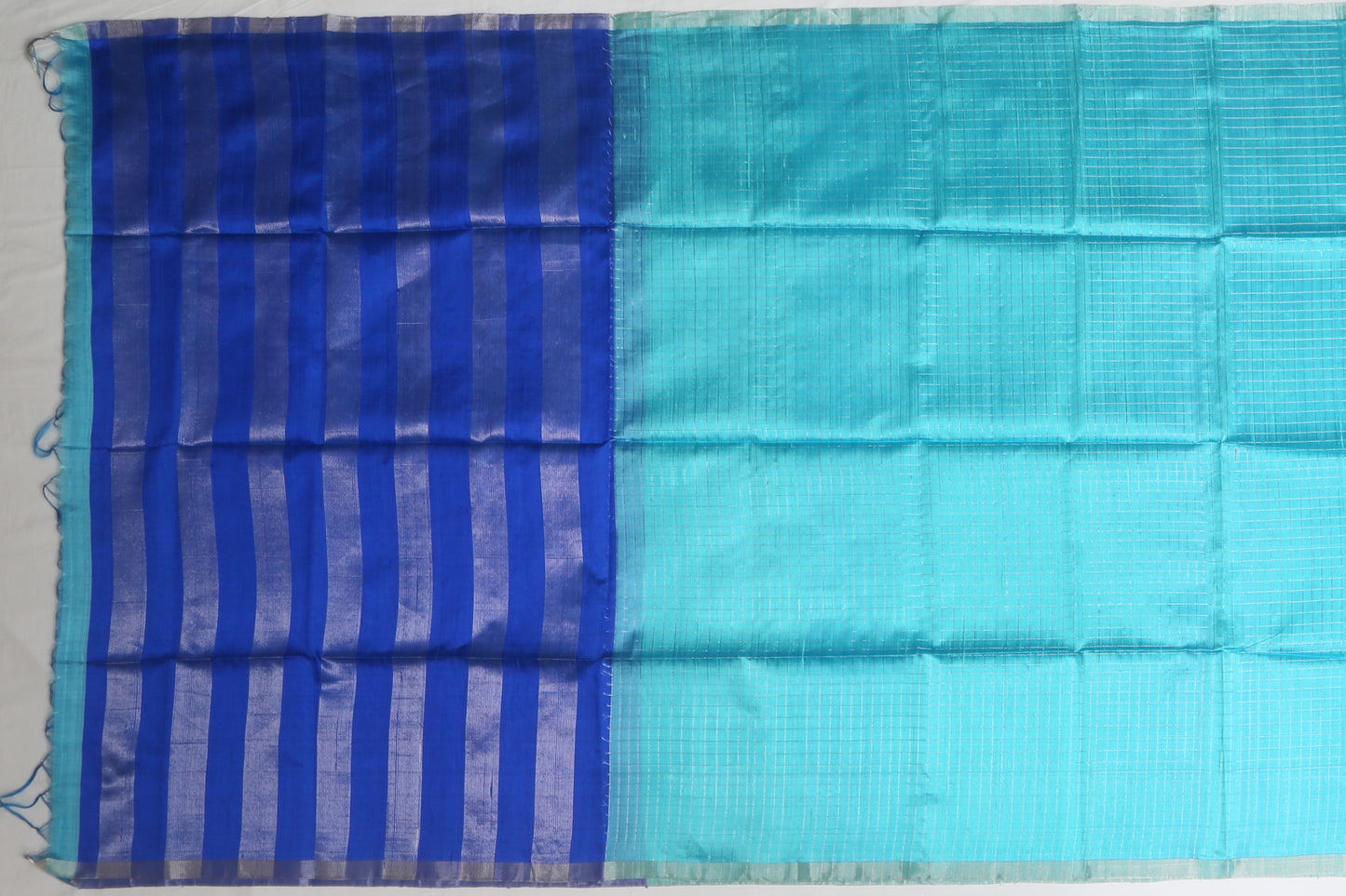 Coimbatore Silk Checks Blue Sale Saree