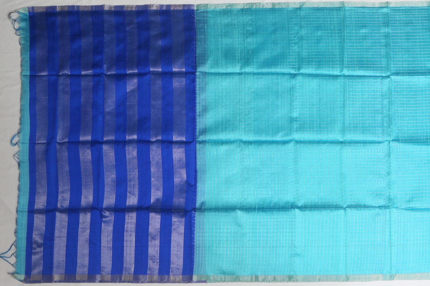 Coimbatore Silk Checks Blue Sale Saree