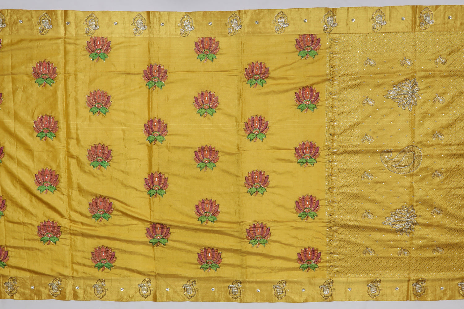 Bangalore Silk Tissue Yellow Sale Saree