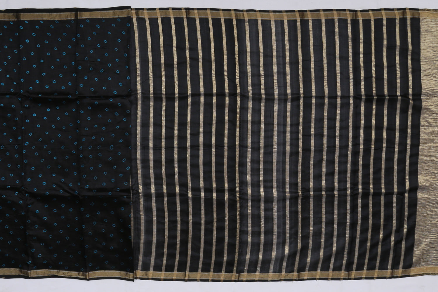 Tussar Silk Checks Black Sale Saree