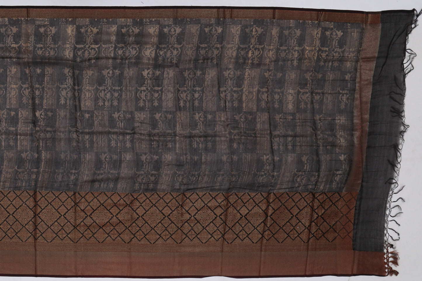 Chanderi Silk Cotton Printed Brown Sale Saree