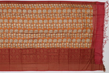 Chanderi Silk Cotton Printed Yellow Sale Saree