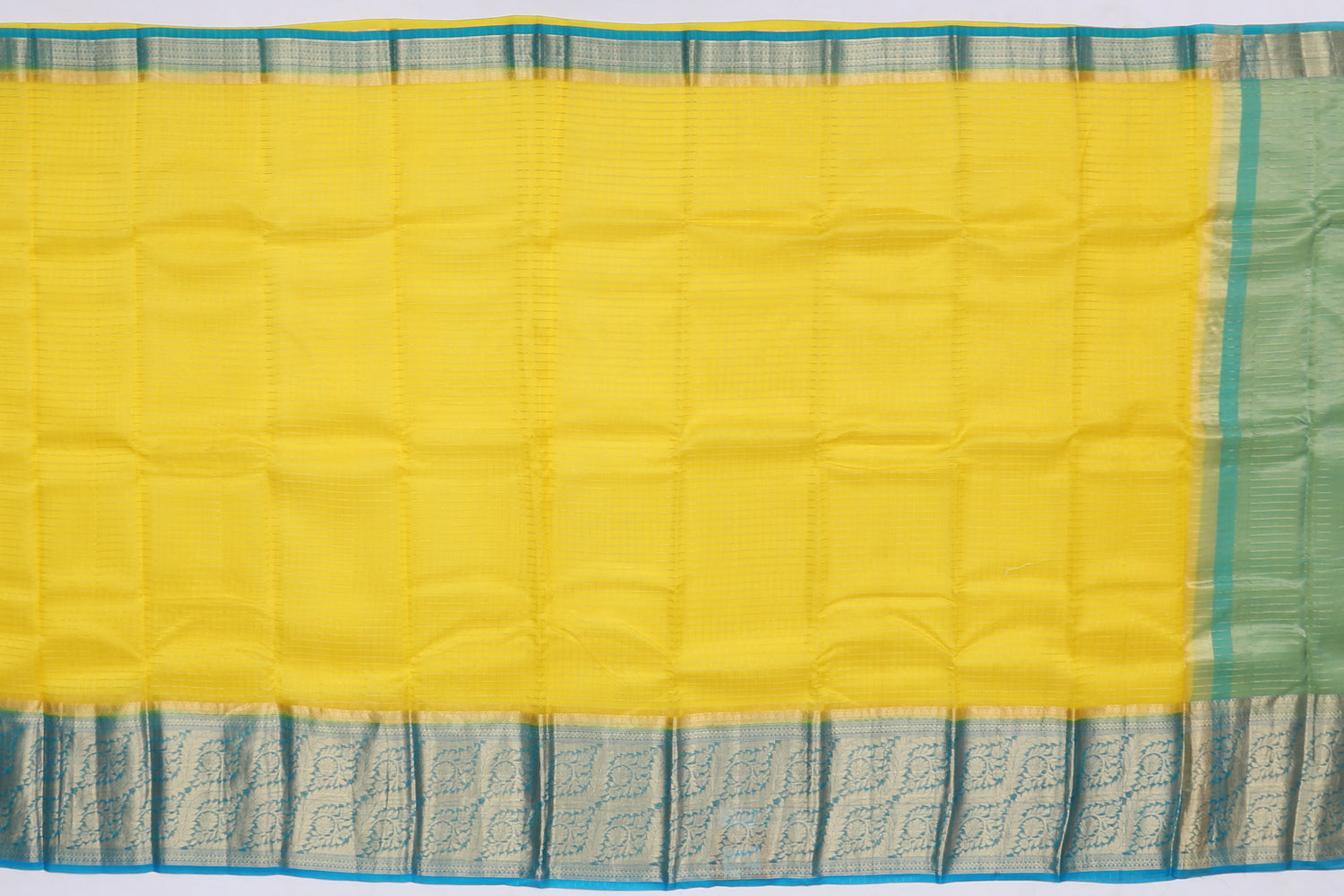 Organza Organza Checks Yellow Sale Saree